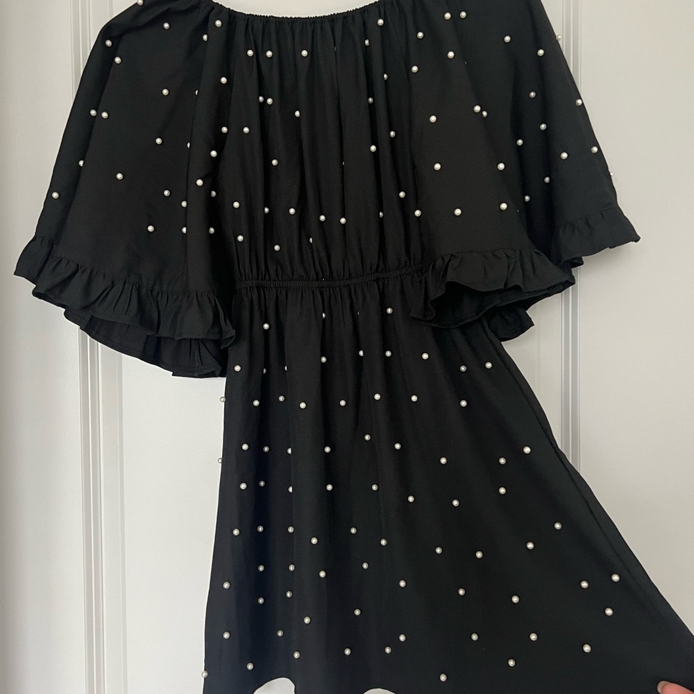 Boohoo Black Dress with White Polka Dots